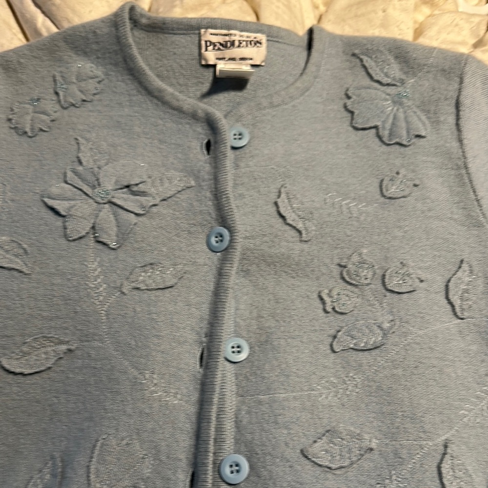 Pendleton Baby Blue‎ Textured Cardigan Sweater